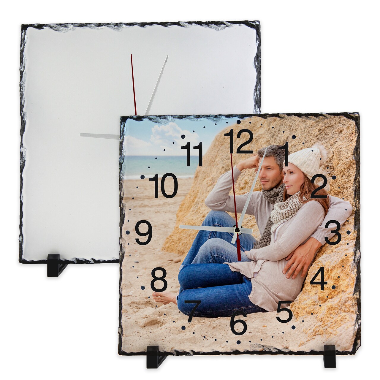 SubliSLATE Sublimation Slate Blank, Clock. Includes Black Display Feet for  Photo Quality Sublimation Printing with Clock Mechanism